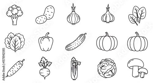 Assortment of Vegetables Outlines