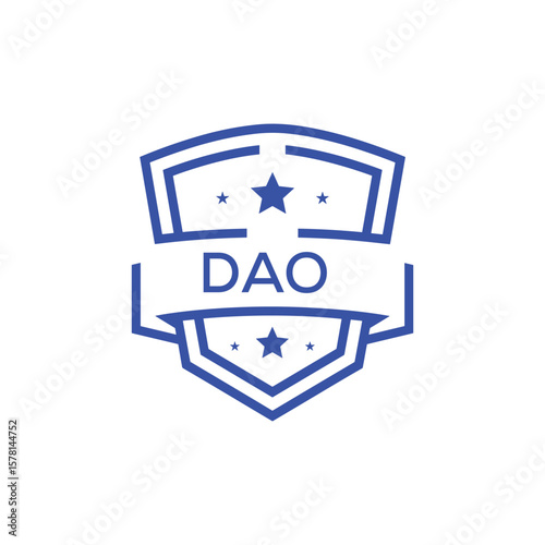 Classic Shield Logo with Stars and DAO Letters – Premium Badge or Security Brand Identity. DAO Letter Logo.
