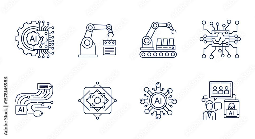 Obraz premium AI Automation Icons