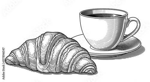 Croissant and Coffee Still Life