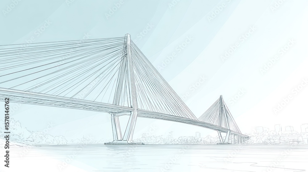 Fototapeta premium Abstract wireframe bridge