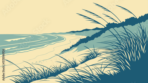 Ocean Blue Beige Beach Gradient Blur Background