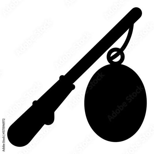 Black and white illustration of a hobo stick with a pack attached