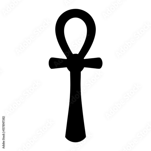 Ankh Symbol Icon in Black, A simple black silhouette of the Ankh symbol, representing life and immortality in ancient Egyptian culture.
