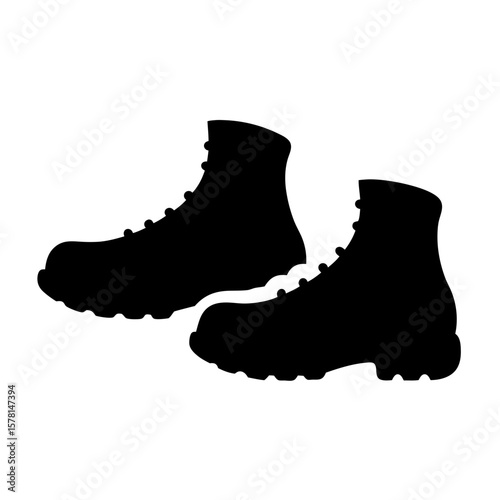 Silhouette of Hiking Boots Ready for Adventure and Exploring the Outdoors