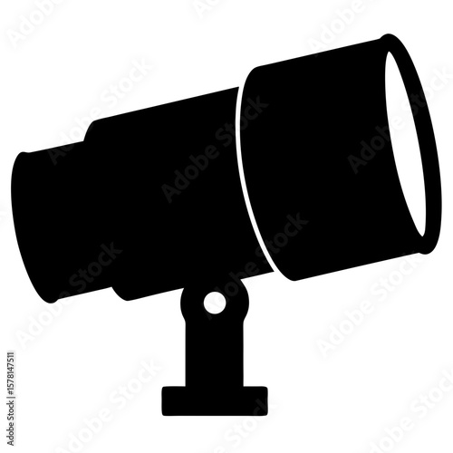 Stylized black silhouette of a vintage stage light on a stand