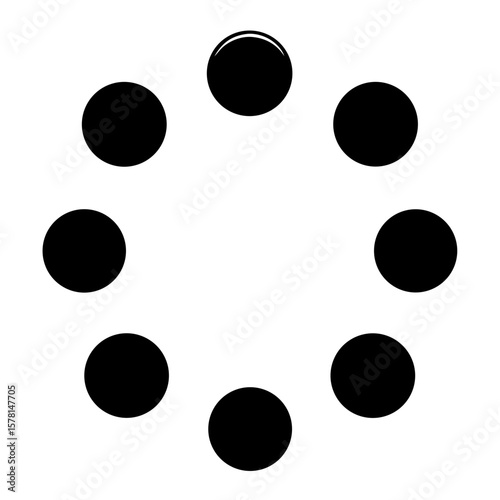 Circular Arrangement of Solid Black Discs on White Background Creating a Pattern