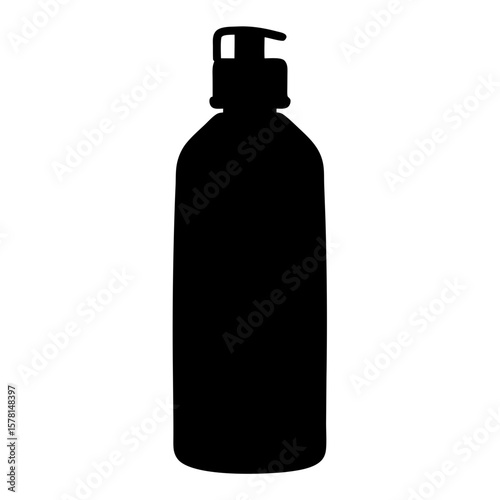 A black silhouette of a liquid soap dispenser, a symbol of cleanliness