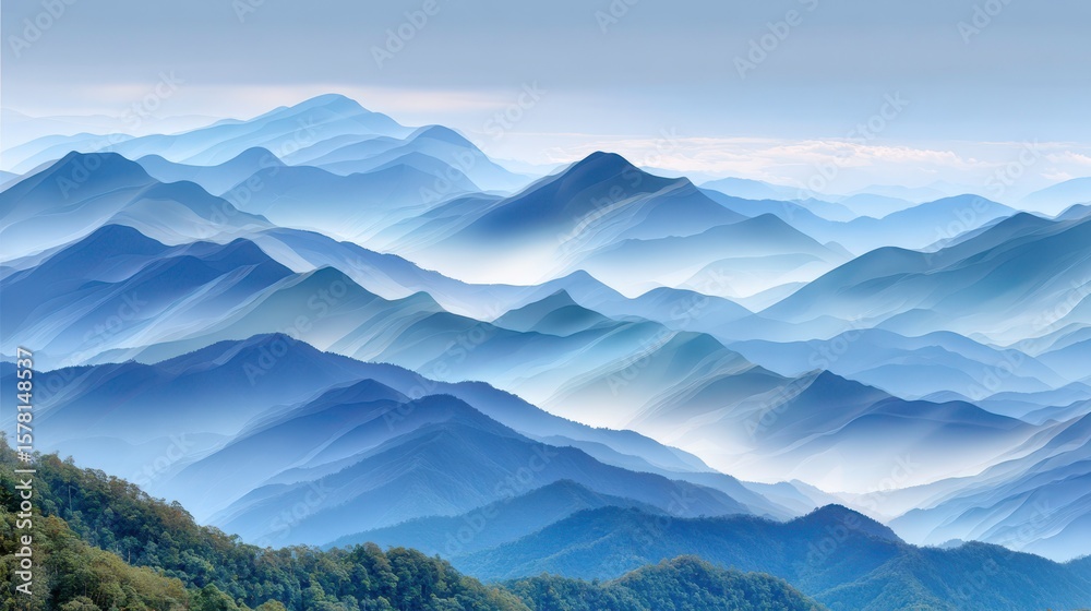 Fototapeta premium Blue Mountain Landscape, Scenic Views, Nature Photography
