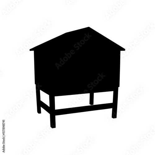 Silhouette of a Chicken Coop with a Tabletop Base and Gable Roof