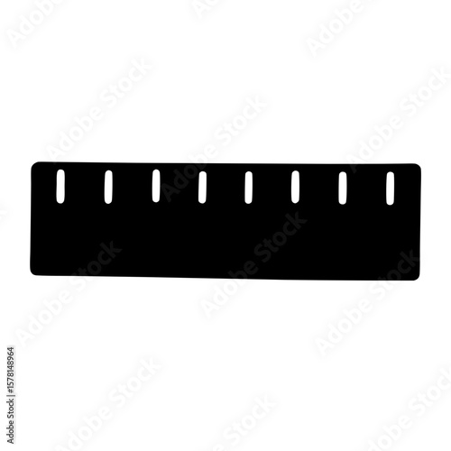 Silhouette of a ruler with evenly spaced markings for measuring distances