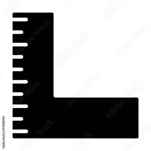 Black and white image of a right angle ruler for measurement