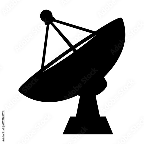 Silhouette of a satellite dish for communication and signal reception
