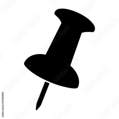 Simple black push pin graphic for reminder, note or bulletin board