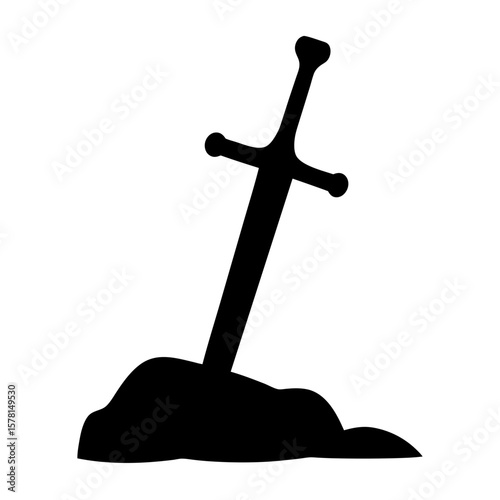 Sword in the ground a symbolic gesture of fallen heroes, death and remembrance