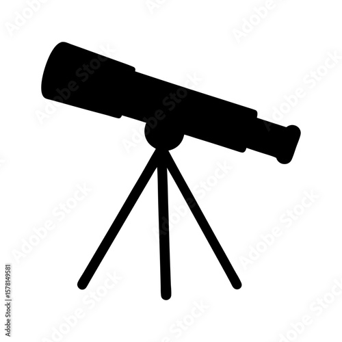 Black telescope silhouette on a tripod for astronomy enthusiasts and stargazing