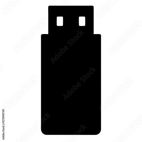 Stylized Silhouette of a USB Flash Drive with Two White Squares