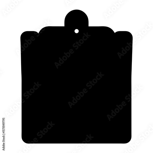 Black abstract tag with a hole punch at the top center