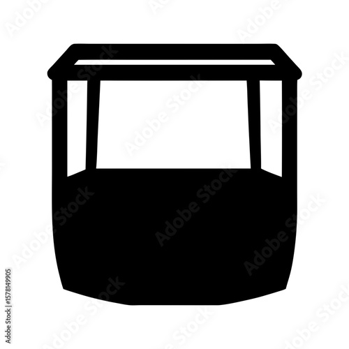 Silhouette of Display Case Icon, A black silhouette of a display case, symbolizing exhibition, storage, and presentation in a simple design.
