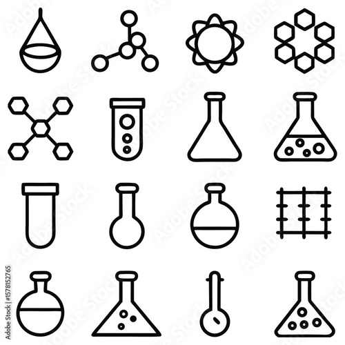 Scientific Symbols And Laboratory Equipment Icons science