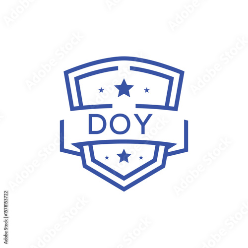 Classic Shield Logo with Stars and DOY Letters – Premium Badge or Security Brand Identity. DOY Letter Logo.
