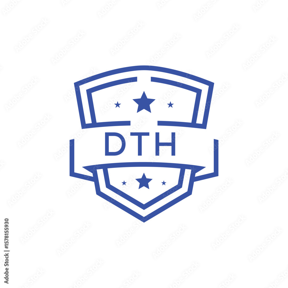 Obraz premium Classic Shield Logo with Stars and DTH Letters – Premium Badge or Security Brand Identity. DTH Letter Logo. 