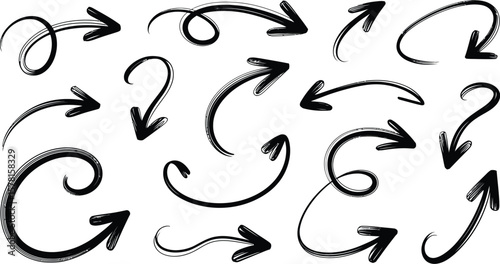 Arrow doodle set vector illustration hand drawn sketch style arrows direction pointer graphic design  char vector illustration.