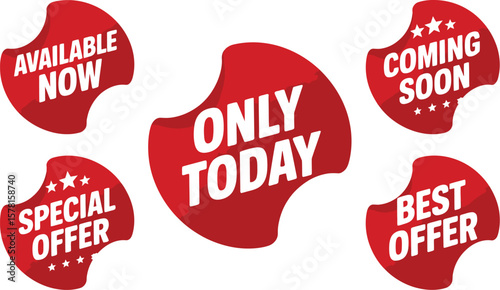 Sale stickers promotional offers available now coming soon best offer only today special offer promo  vector illustration.