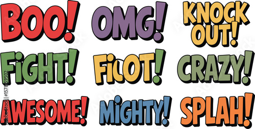 Comic book speech bubbles vector graphic illustrations set for design elements and creative projects use vector illustration.