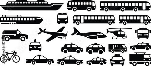 Transportation vehicles icons set vector illustration of car bus train plane ship and more icons char vector illustration.