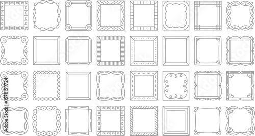Collection of square frames borders vector design elements for decoration and graphic design art vector illustration.