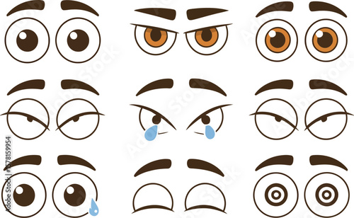 Cartoon eyes expressions vector set design illustration graphic emotions character face animation  char vector illustration.