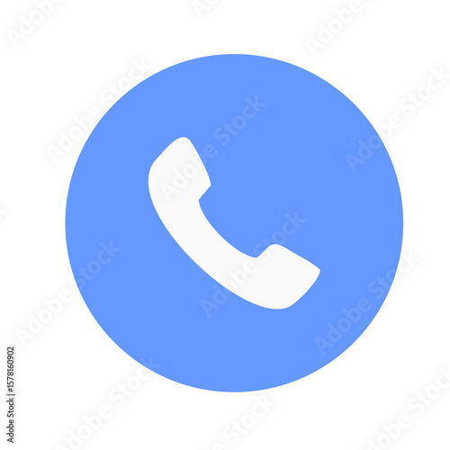 White Telephone Receiver Icon in a Soft Blue Circle for Communication and Contact Designs
