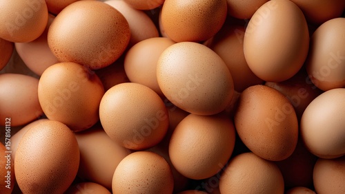 Close-Up of Brown Chicken Eggs – Natural Organic Fresh Egg Texture for Food Background

