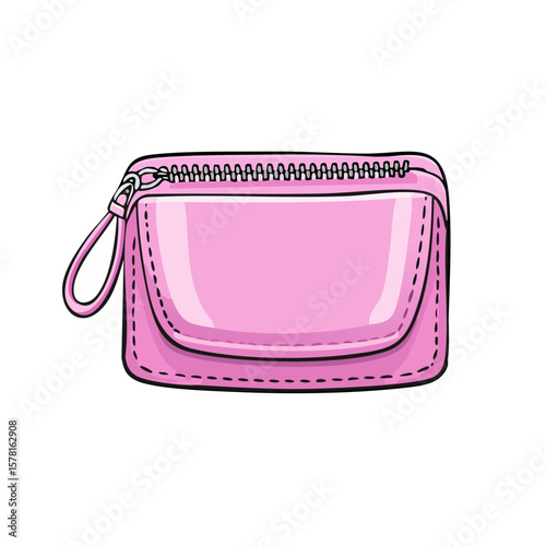Pink zipped wallet with a small handle, perfect for showcasing stylish and compact accessory options in fashionrelated design projects.