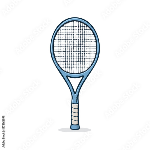 Lightblue tennis racket against a bright backdrop, perfect for sports and fitness designs, tennisrelated projects, and active lifestyle themes.
