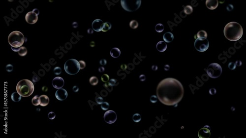Wallpaper Mural Floating Soap Bubbles on Black Background - Abstract Motion Graphics Torontodigital.ca