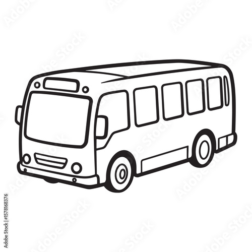 Simple black and white illustration of a public transportation school bus for children