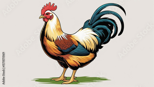rooster in the grass