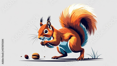 red squirrel on white