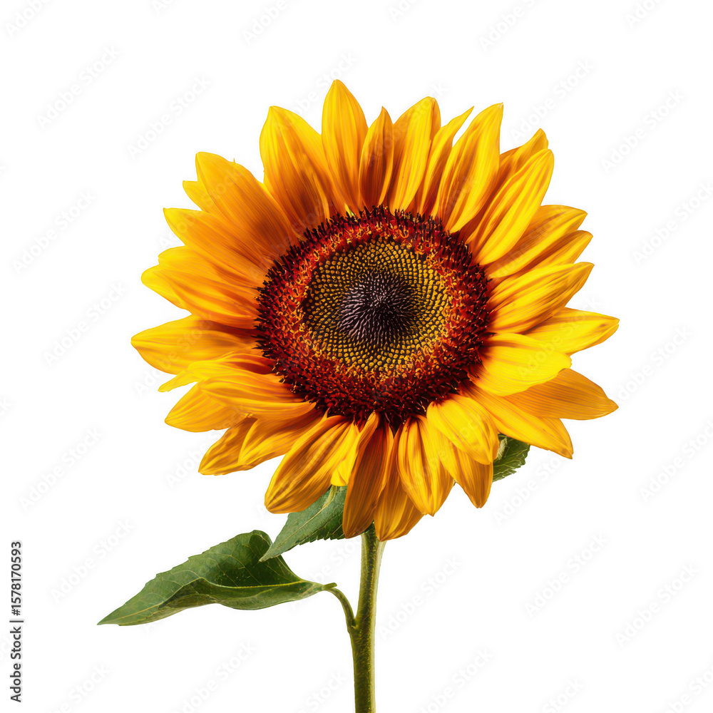 Fototapeta premium Beautiful sunflower isolated on a white background, png, transparent
