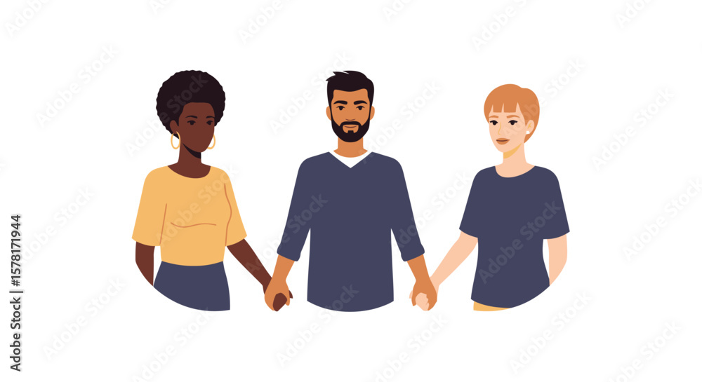 Fototapeta premium Diverse Group Holding Hands: Unity, Community & Inclusion Concept