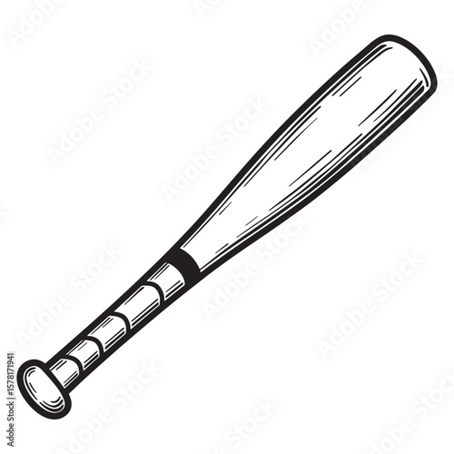 Black and white baseball bat vector illustration ideal for sports and athletic designs