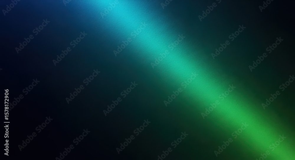 Fototapeta premium Diagonal light beam illuminates dark textured background with blue and green gradient
