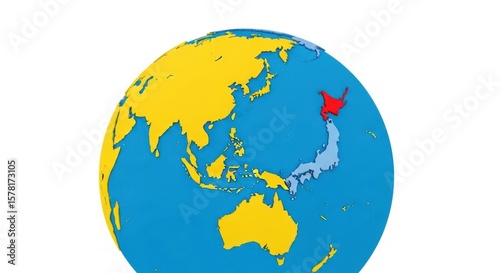 A Colorful Globe Highlighting Japan and East Asia