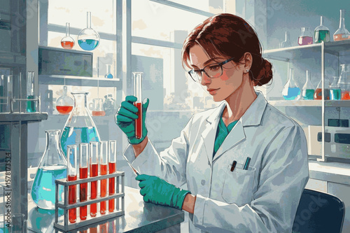 Alabaster Hypothesis Woman in White Lab isolated watercolor vector illustration svg