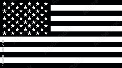 Black and white American flag, monochrome USA flag with fifty stars and thirteen stripes, grunge USA banner, abstract patriotic symbol of the United States of America