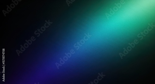Dark background with a vibrant gradient of blue and green light