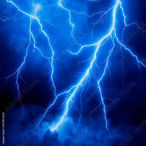 Wallpaper Mural Powerful blue lightning bolts striking through a dark, stormy sky. Torontodigital.ca