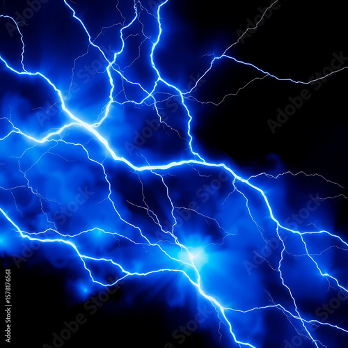 Wallpaper Mural Electric blue lightning bolts illuminate a dark, atmospheric background. Torontodigital.ca